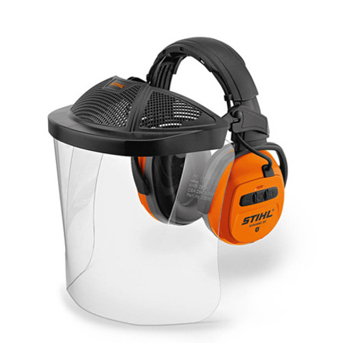 Stihl DYNAMIC BT-PC face & hearing protection set - 0000 884 0538

Ear protection with Bluetooth® (BT) and polycarbonate visor EN 166. For use with Bluetooth ® 4.0, separate AUX input, battery life up to 38 hours, EN 352, SNR 29. With polycarbonate visor in accordance with EN 166.