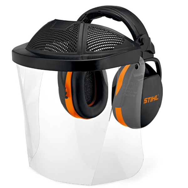 Stihl Polycarbonate visor - with ear defenders - 0000 884 0565

With double headband to support the back of the head and ear defenders. With enlarged polycarbonate visor and additional forehead protection. Meets SNR 30, EN 352 and EN 166.