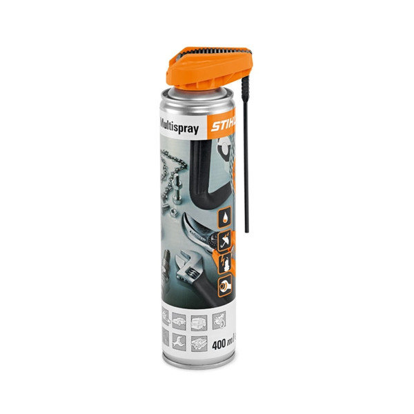 Stihl Multispray Can 400ml - 0730 411 7000
Multi function spray that cleans a number of tools and leaves a protective film that does not harden on the surface and thereby protects against corrosion. Rotating parts are lubricated. An essential all-rounder for every workshop. 400ml spray can.