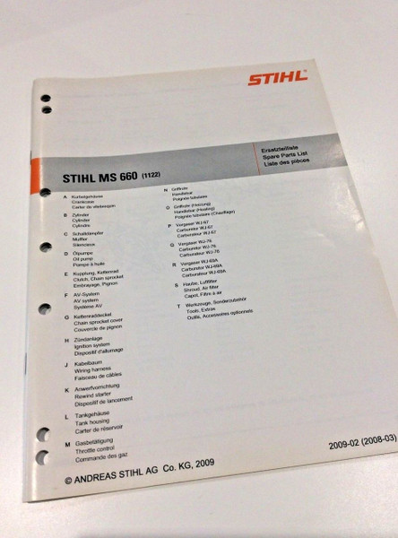 Workshop Spare Parts List for Stihl MS 660 - 0452 178 1323