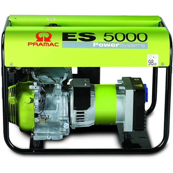 PRAMAC ES5000 - 3740w Generator Specification

Max output	
3740 watts / 4.16kVA
Rated Output	
2826 watts / 3.14kVA
Phase	
Single
Output	
1 x 16amp 230v / 1 x 16amp 115v
Fuel Tank	
11 litres
Run time @ 75% load	
6.7 hours
Noise level @7m	
71dBA
Weight	
75kg