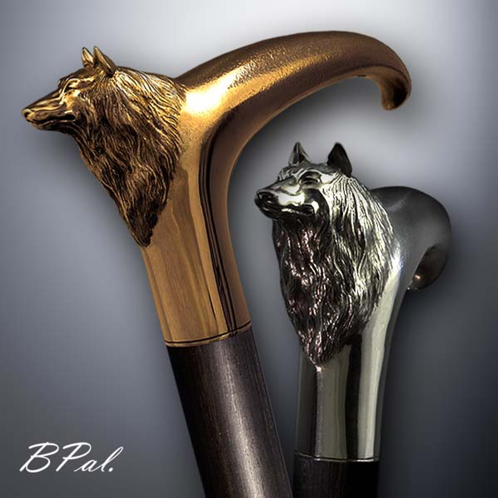 Designer walking cane Wolf design is created and produced in the USA. Handmade walking canes handles are cast from Sterling silver or Bronze and mounted on an exotic wood shaft. Somebody using a walking stick might want not only physical support, but also some level of decorative and aesthetic value. Nevertheless, while considering the aesthetics of the walking cane it is important to remember that the comfort, physical stability and security of the walking canes should also be given priority. Functional support walking canes can be requested as a beautiful anniversary gift.
