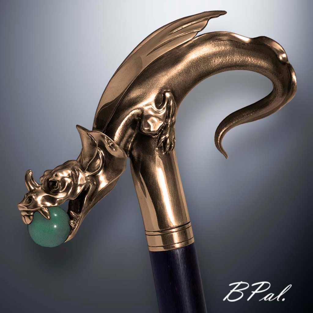 Artistic Walking Canes Dragon with Natural Jade Ball in Jaws. Style # 155