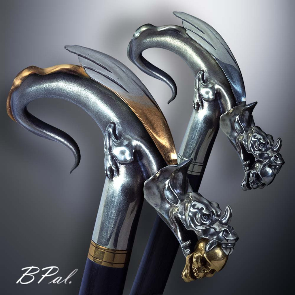 Handmade walking cane Dragon with Skull in a jaws. Style # sh 154