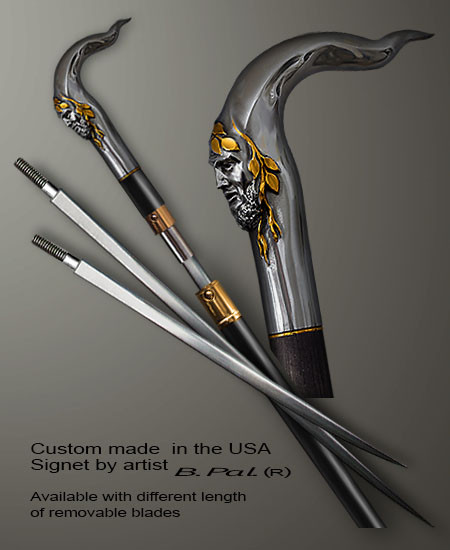 Handmade Pan Walking Cane | Designer Boris Palatnik