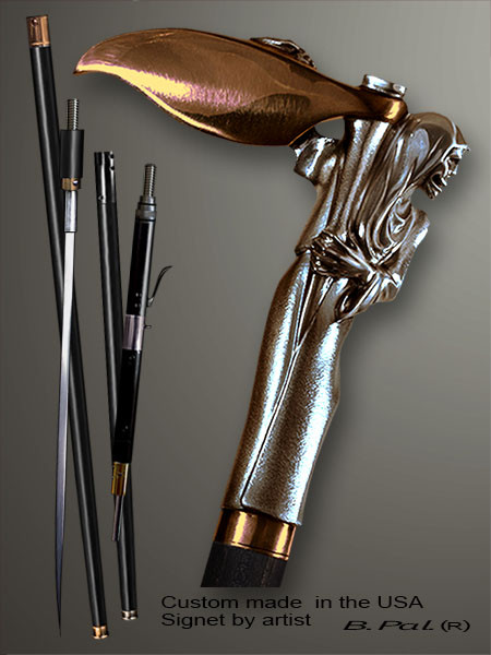 Handmade Grim Reaper Walking Cane Designer Boris Palatnik