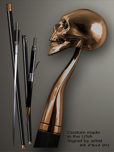 ドクロの棍棒　スカルスティック Handmade Skull Walking Cane | Designer Boris Palatnik