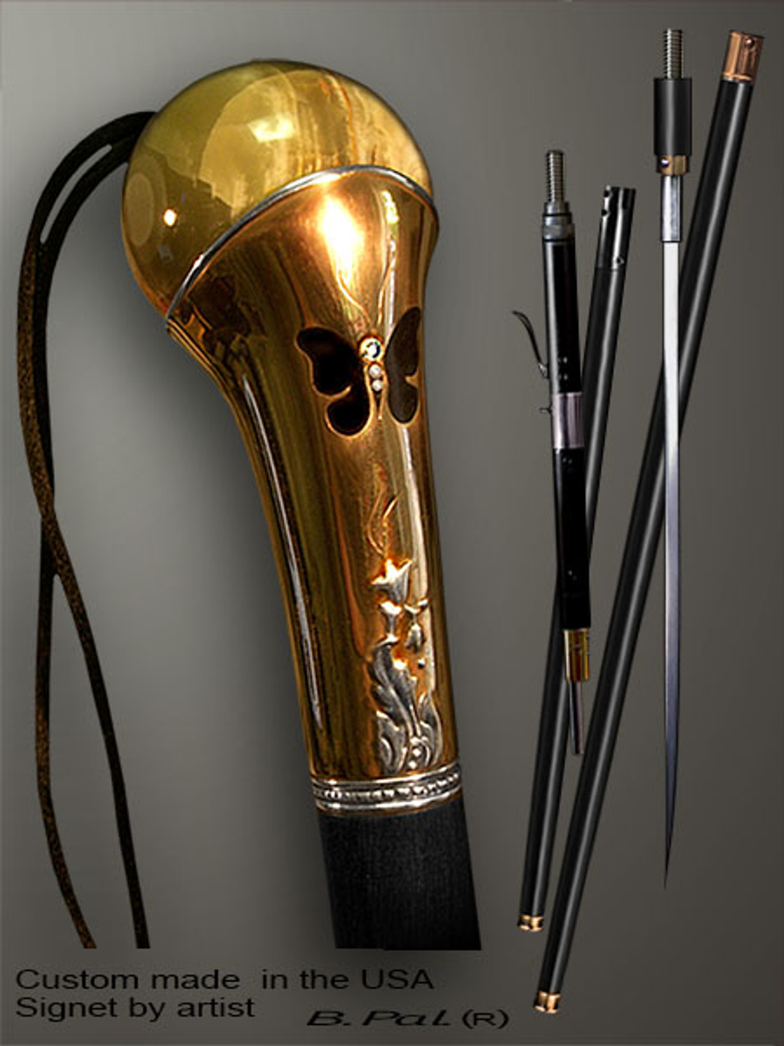 Gold mounted walking cane