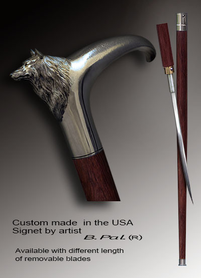 Handmade Wolf Walking Cane Designer Boris Palatnik