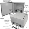 Altelix 24x24x16 Steel Weatherproof NEMA Enclosure with 120 VAC Outlets, Power Cord & 85°F Turn-On Cooling Fans