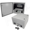 Altelix 24x24x16 120VAC 20A Steel NEMA Enclosure for UPS Power Systems with 19" Wide 6U Rack, 20A Power Outlets, Power Cord & 85°F Turn-On Cooling Fans