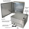 Altelix 24x24x16 NEMA 4X Stainless Steel Weatherproof Enclosure with Single Duplex 120 VAC Outlets and Power Cord