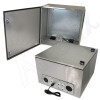 Altelix 24x24x16 Stainless Steel Weatherproof NEMA Enclosure with Single Duplex 120 VAC Outlet, Power Cord & 85°F Turn-On Cooling Fans