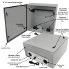 Altelix 24x24x12 19" Wide 4U Vertical Rack Steel Weatherproof NEMA Enclosure with Dual Cooling Fans, Single Duplex 120 VAC Outlet and Power Cord