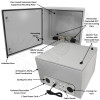 Altelix 24x24x16 Steel Weatherproof NEMA Enclosure with Single Duplex 120 VAC Outlet, Power Cord & 85°F Turn-On Cooling Fans