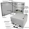 Altelix 24x24x16 Industrial DIN Rail Steel Weatherproof NEMA Enclosure with Single Duplex 120 VAC Outlet, Power Cord & 85°F Turn-On Cooling Fans