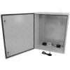Altelix 28x24x16 Steel Weatherproof NEMA Enclosure with Dual Cooling Fans, Single 120 VAC Duplex Outlet and Power Cord