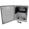 Altelix 28x24x16 19" Wide 6U Rack Steel Weatherproof NEMA Enclosure  with Single 120 VAC Duplex Outlet, Power Cord & 85°F Turn-On Cooling Fans