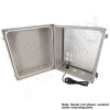 Altelix 14x12x10 Fiberglass Weatherproof Heated NEMA Enclosure with 200W Heater, 120 VAC Outlets & Power Cord