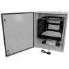 Altelix 28x24x16 120VAC 20A Steel NEMA Enclosure for UPS Power Systems with Heavy Duty 19" 8U Rack Frame, Dual Cooling Fans, 20A Power Outlets & Power Cord