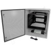Altelix 28x24x16 120VAC 20A Steel NEMA Enclosure for UPS Power Systems with Heavy Duty 19" 8U Rack Frame, 20A Power Outlets, Power Cord & 85°F Turn-On Cooling Fans
