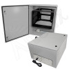 Altelix 28x24x16 NEMA 4X Steel Weatherproof Enclosure with Heavy Duty 19" 8U Rack Frame, Single 120 VAC Duplex Outlet and Power Cord