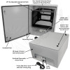 Altelix 28x24x16 120VAC 20A Steel NEMA 4X Enclosure for UPS Power Systems with Heavy Duty 19" Wide 8U Rack Frame, 20A Power Outlets & Power Cord