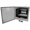 Altelix 24x24x16 Steel Weatherproof NEMA Enclosure with Heavy Duty 19" Wide Adjustable 8U Rack Frame, Single 120 VAC Duplex Outlet, Power Cord & 85°F Turn-On Cooling Fans