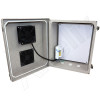 Altelix 14x12x8 PoE Powered Fiberglass Weatherproof Vented NEMA Enclosure with Cooling Fan  & 2-Port PoE Power Splitter