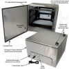 Altelix 24x24x16 19" NEMA 4X Stainless Steel Weatherproof Enclosure with Heavy Duty 19" Wide Adjustable 8U Rack Frame, Single 120 VAC Duplex Outlet and Power Cord