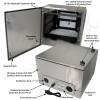 Altelix 24x24x16 Stainless Steel Weatherproof NEMA Enclosure with Heavy Duty 19" Wide Adjustable 8U Rack Frame, Single 120 VAC Duplex Outlet, Power Cord & 85°F Turn-On Cooling Fans
