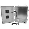 Altelix 17x14x9 Polycarbonate + ABS Vented Enclosure with Aluminum Equipment Mounting Plate, Cooling Fan, 120 VAC Outlets & Power Cord