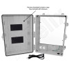Altelix 17x14x9 Polycarbonate + ABS NEMA 4X RF Transparent Outdoor WiFi Enclosure with No-Drill PVC Equipment Mounting Plate, 120 VAC Outlets & Power Cord
