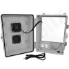 Altelix 14x11x9 Polycarbonate + ABS Vented RF Transparent Outdoor WiFi Enclosure with No-Drill PVC Equipment Mounting Plate, Cooling Fan, 120 VAC Outlets & Power Cord