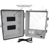 Altelix 14x11x9 Polycarbonate + ABS NEMA 4X RF Transparent Outdoor WiFi Enclosure with No-Drill PVC Equipment Mounting Plate, 120 VAC Outlets & Power Cord