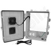 Altelix 14x11x7 Polycarbonate + ABS Vented RF Transparent Outdoor WiFi Enclosure with No-Drill PVC Equipment Mounting Plate, Cooling Fan, 120 VAC Outlets & Power Cord
