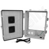 Altelix 14x11x7 Polycarbonate + ABS Vented RF Transparent Outdoor WiFi Enclosure with No-Drill PVC Equipment Mounting Plate, 120 VAC Outlets & Power Cord
