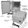 Altelix 14x11x7 Polycarbonate + ABS NEMA 4X Enclosure with Aluminum Equipment Mounting Plate, 120 VAC Outlets & Power Cord
