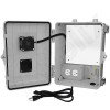 Altelix 12x9x7 Polycarbonate + ABS Vented RF Transparent Outdoor WiFi Enclosure with No-Drill PVC Equipment Mounting Plate, Cooling Fan, 120 VAC Outlets & Power Cord
