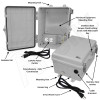 Altelix 12x9x7 Polycarbonate + ABS NEMA 4X Enclosure with Aluminum Equipment Mounting Plate, 120 VAC Outlets & Power Cord