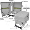 Altelix 14x11x9 Polycarbonate + ABS NEMA 4X DIN Rail Enclosure with 120 VAC Outlets & Power Cord