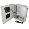 Altelix 14x12x6 Fiberglass Vented Fan Cooled Weatherproof NEMA Enclosure with Aluminum Mounting Plate, 120 VAC Outlets and Power Cord