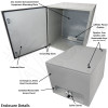Altelix 28x24x24 NEMA 4X Steel Pad Mount Network Cabinet Enclosure with Plinth and Dual 120 VAC Duplex Outlets