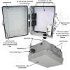 Altelix Ceiling Mount PoE Powered Enclosure - 14x11x7 Polycarbonate + ABS with DC Cooling Fans & 2-Port PoE Power Splitter