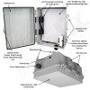 Altelix Ceiling Mount PoE Powered Enclosure - 17x14x7 Polycarbonate + ABS with DC Cooling Fans & 2-Port PoE Power Splitter