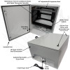 Altelix Air Conditioned Enclosure with Heat and 8U Equipment Rack - 32x24x16 Steel Weatherproof NEMA 4X Rated with 120VAC Power Outlets Altelix Air Conditioned Enclosure with Heat and 8U Equipment Rack - 32x24x16 Steel Weatherproof NEMA 4X Rated with 120VAC Power Outlets