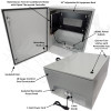 Altelix Air Conditioned Enclosure with Heat and 6U Equipment Rack - 32x24x16 Steel Weatherproof NEMA 4X Rated with 120VAC Power Outlets Altelix Air Conditioned Enclosure with Heat and 6U Equipment Rack - 32x24x16 Steel Weatherproof NEMA 4X Rated with 120VAC Power Outlets
