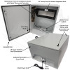 Altelix Air Conditioned Enclosure with Heat and Vertical 4U Equipment Rack - 32x24x16 Steel Weatherproof NEMA 4X Rated with 120VAC Power Outlets Altelix Air Conditioned Enclosure with Heat and Vertical 4U Equipment Rack - 32x24x16 Steel Weatherproof NEMA 4X Rated with 120VAC Power Outlets