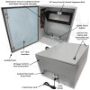 Altelix Air Conditioned Enclosure with Heat and Vertical 4U Equipment Rack - 32x24x16 Steel Weatherproof NEMA 4X Rated with 120VAC Power Outlets