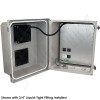 Altelix 14x12x10 Fiberglass Weatherproof Vented NEMA Enclosure with Adjustable Cooling Fan, 120 VAC Outlets & Power Cord